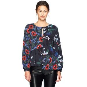 French connection Floral Black asymmetrical blouse - medium